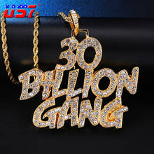 Us7 bling iced out strass 30 30 bilhões de gang' carta pingente com corda pingentes & colares para homem jóias hip hop 2024 - compre barato