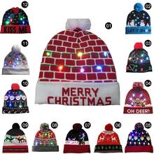 Xmas Decor LED Christmas Hats Beanie Sweater Christmas Santa Hat Light Up Knitted Hat for Kid Adult For Christmas Party 2024 - buy cheap