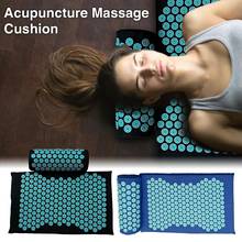 Esterilla de masaje con almohada para Yoga, colchoneta de acupresión para aliviar el estrés, alivio del dolor de espalda y cuello, relajación corporal 2024 - compra barato