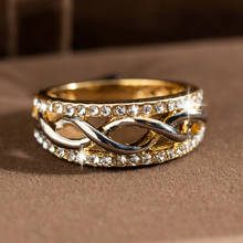 Anéis de dedo em espiral para mulheres, anéis da moda com espiral, cor dourada e cristal, anéis de casamento com zircônia, joias e presentes para meninas, bijuterias 2024 - compre barato