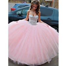 2020 Crystal Ball Gown Quinceanera Dresses Sweet Heart Sweep Train Long Prom Party Gowns For Sweet 15 Vestidos 15 Anos Customize 2024 - buy cheap