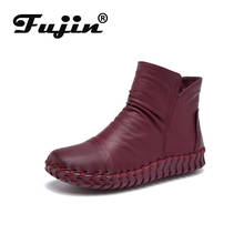 Fujin 2021 Genuine Leather Winter Autumn Fashion Boots Slip on Women Boots Botas Ankle Boots for Women Soft  Shoes Snow Boots 2024 - buy cheap