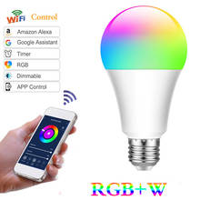 WIFI inteligente bombilla de luz Led E27 B22 casa inteligente RGBW luz WIFI lámpara Color Compatible con Alexa google bombilla Led inteligente 2024 - compra barato