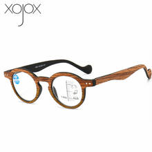 XojoX-gafas de lectura multifocales progresivas para mujer y hombre, anteojos Unisex de estilo Retro con vetas de madera, antiluz azul, para presbicia, dioptrías + 1,5 2024 - compra barato