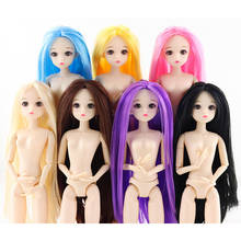 New 30cm 20 Jointed Naked Nude Dolls Toy 1/6 Female Body 3D Eyes Doll With Long Hair Toys For Girls Gifts 2024 - buy cheap