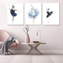 Balé moderna de aquarela, dança, impressão em tela de pintura abstrata, poster de arte de parede, imagens para decoração de sala de estar 2024 - compre barato