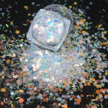 Tira holográfica mixta de lentejuelas brillantes para decoración de uñas, adornos de polvo hexagonal/pentagrama, copos de diamante de alta brillo para uñas, 1kg 2024 - compra barato