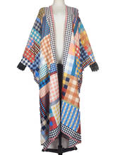 Fashion 2022 Summer African Print Beach Kimono Cover-Up Loose Middle East Bohemian Oversize Twill Silk Duster Coat For Lady 2024 - compre barato