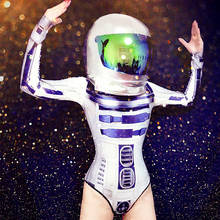 Clube noturno bar feminino cantor ds dj espaço trajes jazz dança equipe astronauta futurista capacete spacesuit bodysuit rave wear dt2002 2024 - compre barato