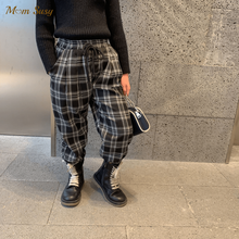 Fashion Baby Boy Girl Plaid Pant Loose Warm Fleece Lining Infant Toddler Child Casual Winter Trousers Winter Clothes 1-8Y 2024 - buy cheap