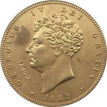24 - K gold plated 1825 United Kingdom 2 Pounds - George IV coins copy 2024 - buy cheap