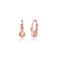 Pave Bead Hoop Clear CZ Rose Golden Aesthetic   Free Shipping Wholesale Jewelry Circle Round Female Earrings for Women 2024 - buy cheap