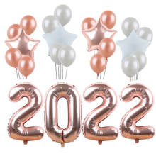 1 conjunto de 32 "rosa ouro prata número da folha balões feliz ano novo festa decoração 2022 para casamento aniversário decoração látex globos 2024 - compre barato