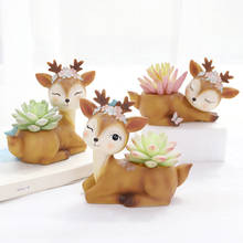 Cartoon Deer Flower Pot Succulents Container Sika Deer Creative Desktop Animal Planter Fairy Garden Ornament Home Decora Gift 2024 - buy cheap