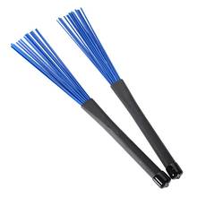 1 Pair Retractable Black Handles Jazz Drum Brushes Sticks Blue Nylon 32cm 2024 - buy cheap