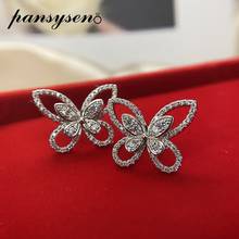 PANSYSEN Butterfly Lab Moissanite Diamond Stud Earrings Solid 925 Sterling Silver Earrings for Women Party Wedding Fine Jewelry 2024 - buy cheap
