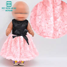 Roupas para bonecas de 43cm, brinquedo para recém-nascidos, acessórios, rosa, vestido de princesa de bebê 2024 - compre barato