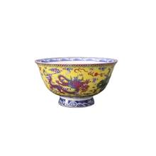 Ornamentos de porcelana com padrão antigo para o chão amarelo pintado nuvem de dragão bowl em qianlongo período da dinasão qing 2024 - compre barato