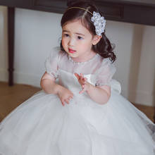 Vestido de princesa de cumpleaños para niña pequeña, vestidos de flores para fiesta de boda y bautismo infantil, blanco, 2021 2024 - compra barato