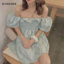 JuneRain-vestido de encaje con manga farol para mujer, ropa femenina de estilo coreano, elegante, Vintage, de gasa, color blanco 2024 - compra barato