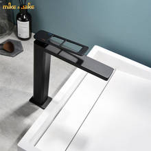 Grifo alto montado en cubierta para lavabo de baño, grifería de un solo mando en color negro, con grúa, color negro mate 2024 - compra barato