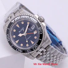 Bliger 40 мм автоматические механические часы для мужчин бизнес сапфировое стекло винтажные часы GMT светящиеся водонепроницаемые наручные часы с календарем 2024 - купить недорого