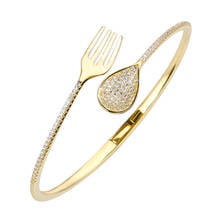 TIRIM Trendy Cubic Zirconia Cuff Fork Spoon Bangle for Women Trident Charm Gift Open Bracelets Jewelry Accessories 2024 - buy cheap