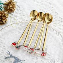 6PCS Christmas Decorations for HomeStainless Christmas Spoon New Year Xmas Party Table Ornaments Coffee Spoon Navidad Noel Gift 2024 - buy cheap