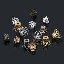 200pcs 6x5mm Silver/Gold/Rhodium/Bronze Plated Hollow Flower Cone End Filigree Bead Caps For Charms Jewelry Making Findings 2024 - buy cheap