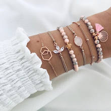 Yobest-Conjunto de PULSERAS CON ABALORIOS de borla Bohemia para mujer y niña, pulsera geométrica con corazón de piña, joyería 2024 - compra barato