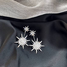 USTAR модные корейские Звездные Стразы Двойные серьги-гвоздики сбоку серебряный цвет полный кристалл серьги для женщин модные ювелирные изделия подарки 2024 - купить недорого