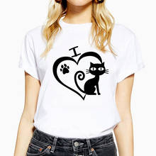 Camiseta con estampado de pata de gato para mujer, remera de cuello redondo, Tops de talla grande para mujer, ropa urbana coreana 2024 - compra barato