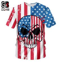 OGKB New Fashion Tshirt Men Funny Cool 3D Print American Flag Skull Tshirts Harajuku Tops Tees Oversize Casual Streetwear Unisex 2024 - buy cheap