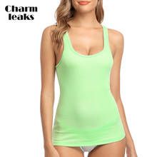 Charmleaks-camisola básica para mujer, camisetas sin mangas de algodón suave y sólido, ropa de noche para correr, Top de Fitness 2024 - compra barato