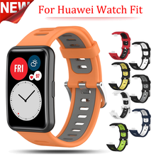 Double Color Silicone Band For Huawei Watch Fit Wristband Watchband accessories Bracelet correa for huawei fit smart watch strap 2024 - buy cheap