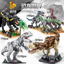 Em estoque jurássico parque mundial filme rex rampage tyrannosaurus raptor modelo blocos de construção tijolos brinquedos crianças presentes 2024 - compre barato