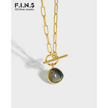 F.I.N.S Trendy NEW INS Luxury OT Buckle S925 Sterling Silver Necklace Labradorite Geometric Stackable Chain Link Pendant Jewelry 2024 - buy cheap