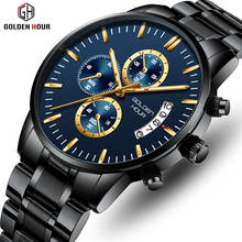 GOLDENHOUR Watch Top Brand Fashion Stainless Steel Sport Men Watches Mens Luxury Business Quartz Wristwatch Relogio Masculino 2024 - buy cheap