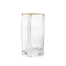 Vaso de vidro hidropônico com bordas douradas, vaso de vidro verde transparente escandinavo, de flores quadradas para decoração de casa de mesa 2024 - compre barato