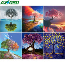 AZQSD картина маслом по номерам пейзаж рисунок на холсте уникальный подарок DIY Раскраска по номерам Дерево Главная Спальня стены искусства 2024 - купить недорого