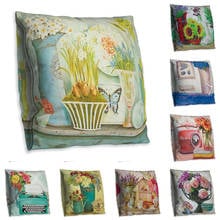 Cute Flower Double Side Print Cushion Cover Polyester Decorative for Sofa Seat Soft Throw Pillow Case Cover 45x45cm Home Decor 2024 - buy cheap