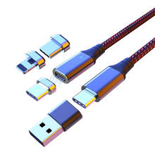 Магнитный USB PD кабель 4 в 1, адаптер usb Type-C Micro 4, быстрая зарядка, кабель передачи данных для MacBook Pro, Samsung 2024 - купить недорого