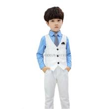 Детский костюм из 2 предметов для мальчиков, формальный смокинг, жилет и брюки, Свадебный костюм, подарок на день рождения 2024 - купить недорого