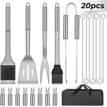 20pcs Barbecue Grilling Set Tools Stainless Steel BBQ Accessories Utensil Outdoor Camping Cooking Tool Kit 2024 - buy cheap