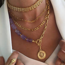 Miwens colar chians de strass, colar elegante com pingente pedras acrílicas boêmias de moda feminina 2024 - compre barato