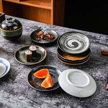 4 шт. керамические приправы в японском стиле, круглая тарелка для приправ, поднос для соевого соуса, тарелки для суши, кухонные инструменты, посуда 2024 - купить недорого