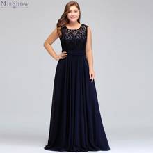 Chiffon Plus Size Long Evening Dress 2019 Elegant Formal Gown Lace Applique Scoop Neck Sleeveless robe de soiree 2024 - buy cheap