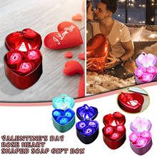 Valentine's Day Romantic Rose Soap Gift Box 3PCS Artificial Rose Flowers Wedding Bouquet Decoration Heart Shaped Gifts Box FN60 2024 - buy cheap