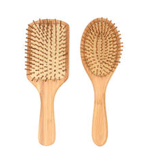 Natural Bamboo Scalp Massage Hair Care Anti-Static Paddle Handle Detangling Hair Brush Cushion Comb Hairdressing Styling Tools 2024 - buy cheap