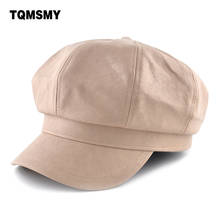 Unisex Octagonal hat men autumn Imitation leather fabric gorros planas men's Newsboy Cap women solid color hats for men Berets 2024 - buy cheap